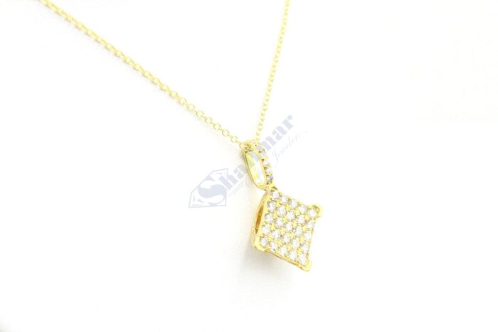 14K Yellow Gold Diamond Square Pendant - Image 2