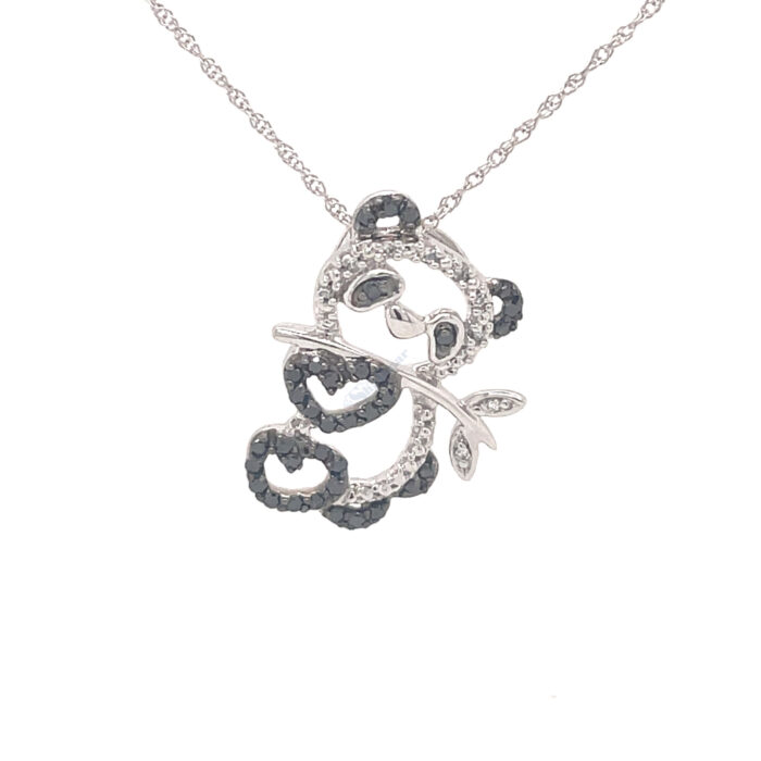 1OK White Gold Black & White Diamond Panda with Chain