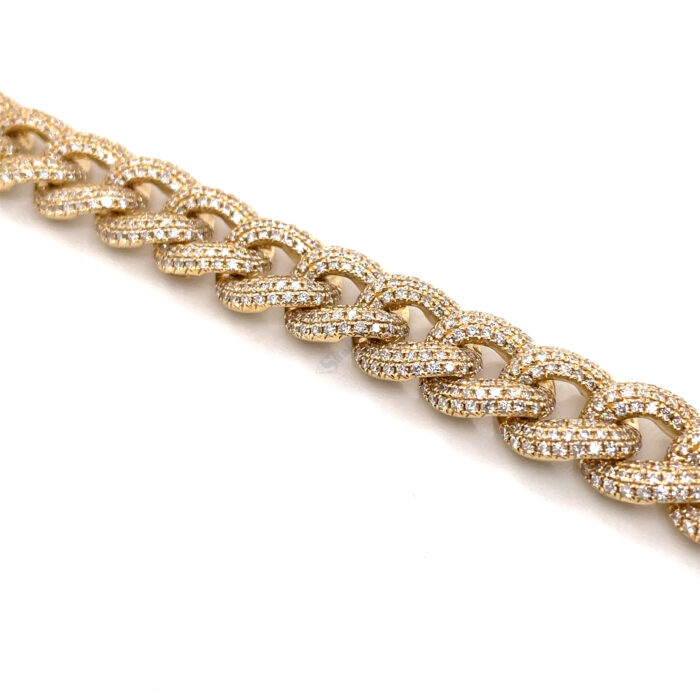 18K Yellow Gold Puff Cuban Diamond Bracelet