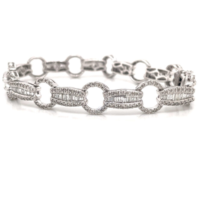 14K White Gold Channel Set Bracelet - Image 2
