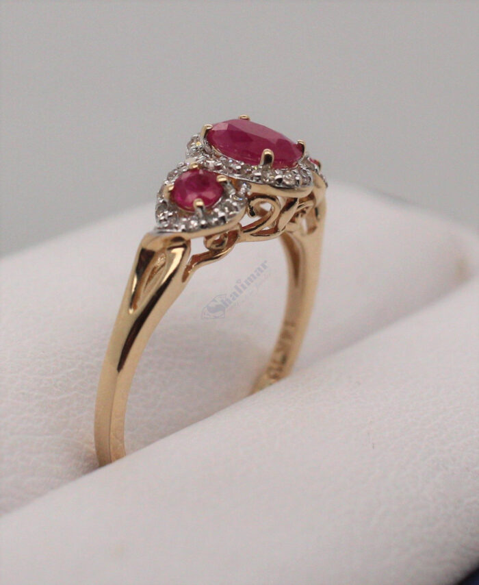 14K Yellow Gold 3 Halo Ring - Image 2