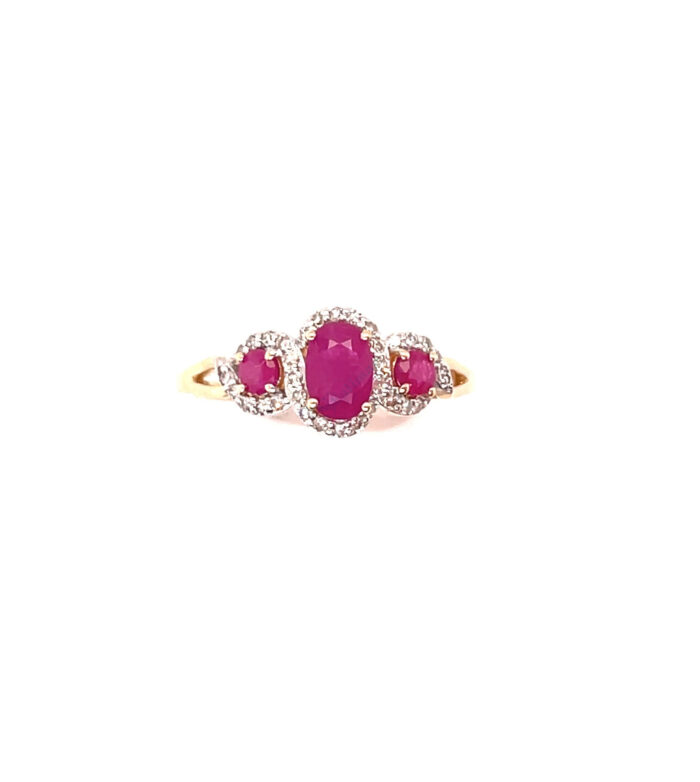 14K Yellow Gold 3 Halo Ring