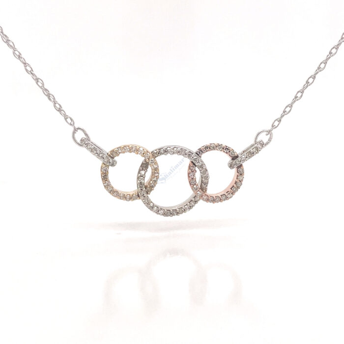 10K Tri-Colored Circle Necklace
