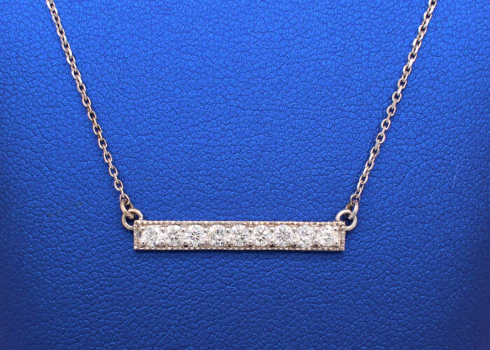 14K White Gold Diamond Bar Pendant - Image 2