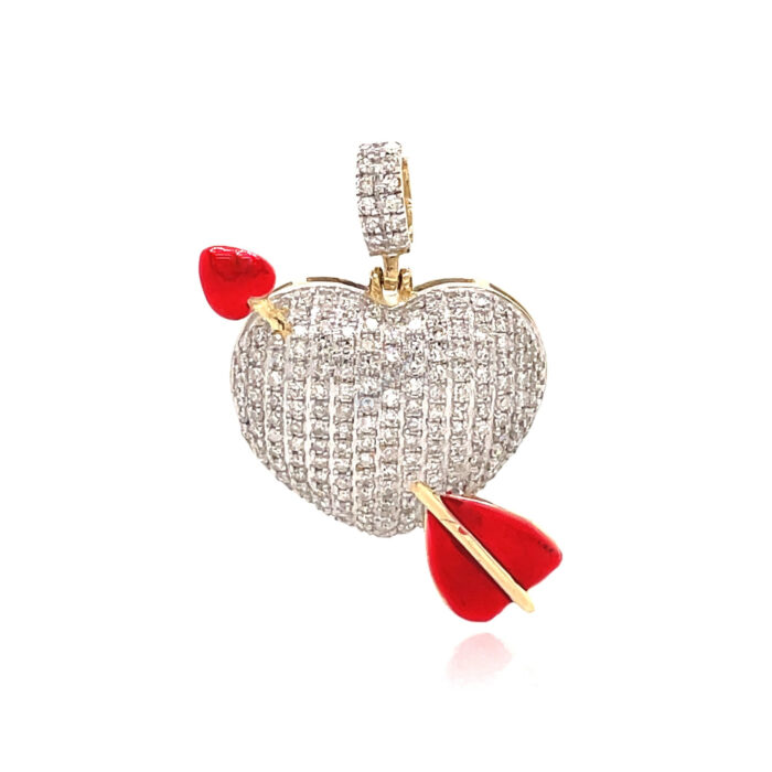 10K Yellow Gold Heart with Arrow Pendant