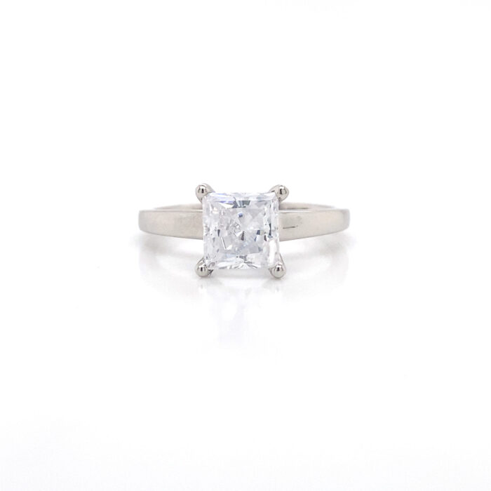 Platinum Princess Cut Cubic Zirconia Ring
