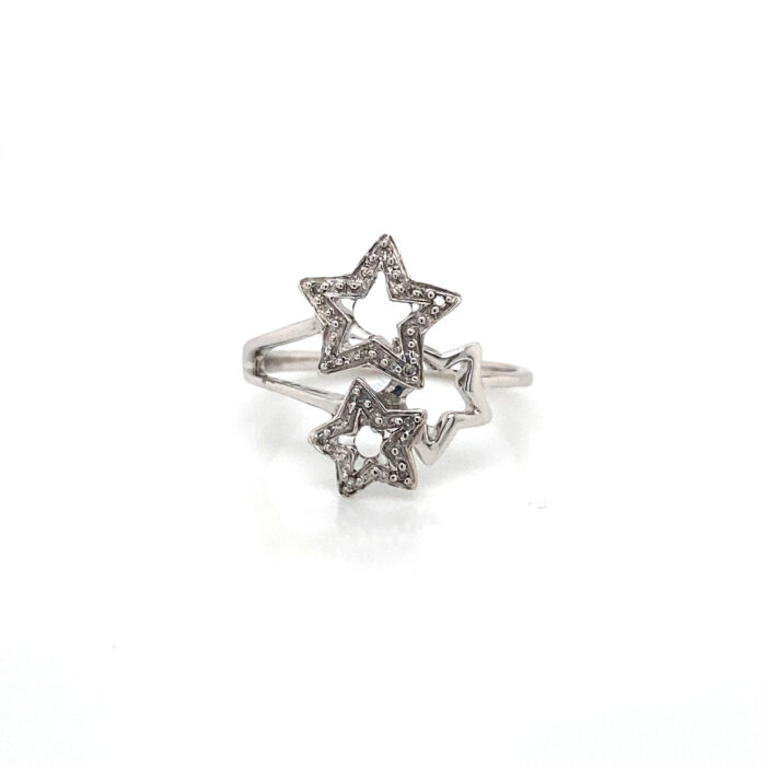 10K White Gold Diamond Star Ring