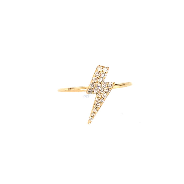 14K Yellow Gold Diamond Lightning Bolt Ring