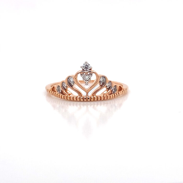 14K Rose Gold Diamond Crown Ring
