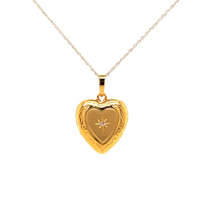 14K Yellow Gold Heart Locket