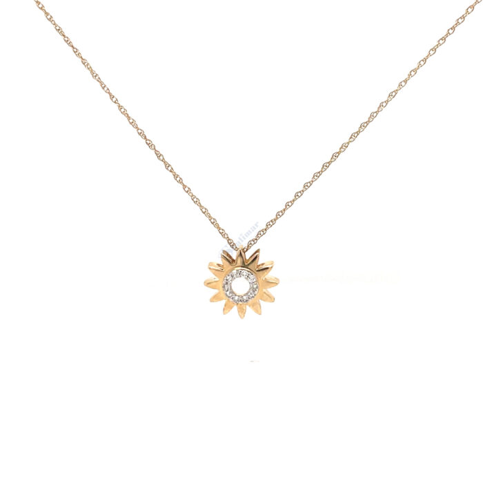 10K Yellow Gold Diamond Sun Pendant