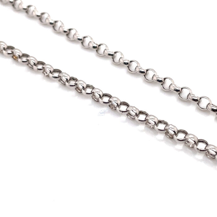 14K White Gold Rolo Link Necklace