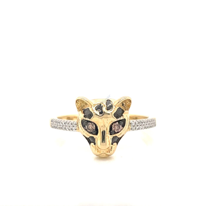 10K Yellow Gold Diamond Panther Ring