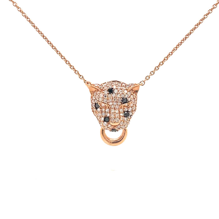 14K Rose Gold Diamond Panther Pendant