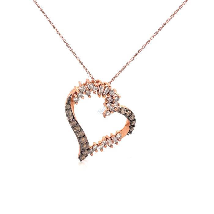 10K Rose Gold Diamond Heart Pendant