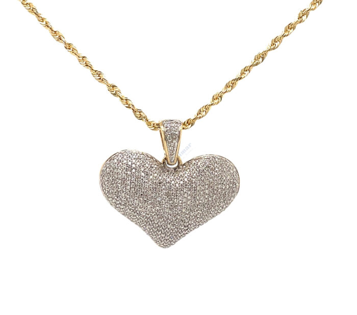10K Yellow Gold Diamond Heart Pendant.
