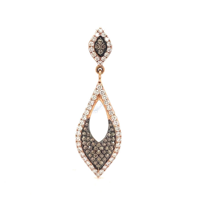 14K Rose Gold Diamond Chevron Drop Pendant