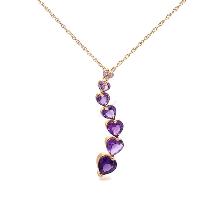 14K Yellow Gold Amethyst Journey Pendant with Chain