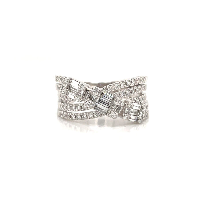 14K White Gold Diamond Crossover Band