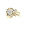 10k Yellow Gold Diamond 7 Stone Cluster Ring with Ribbon Halo - Image 2