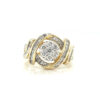 10k Yellow Gold Diamond 7 Stone Cluster Ring with Ribbon Halo