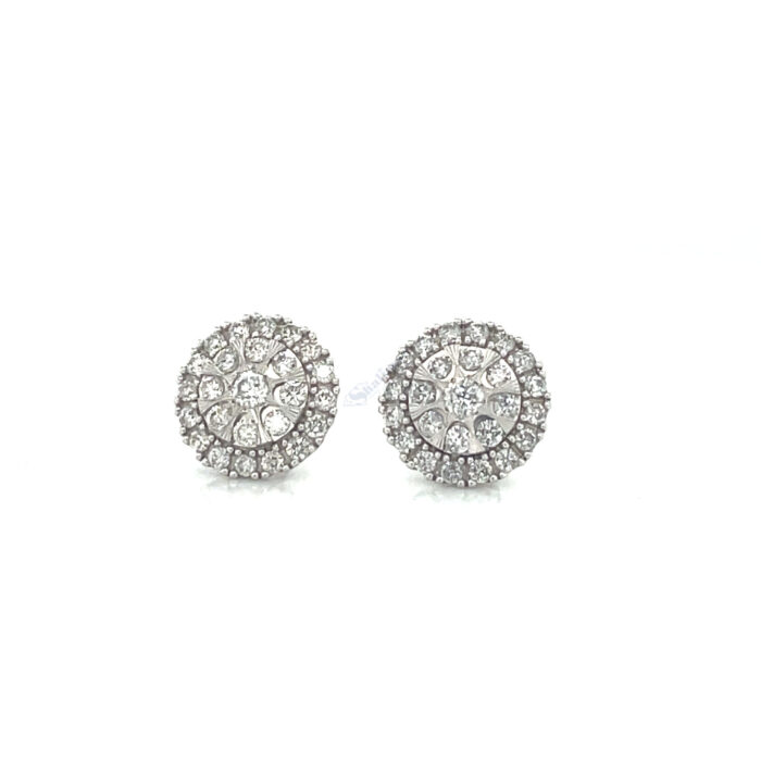 10k white gold diamond double halo earrings