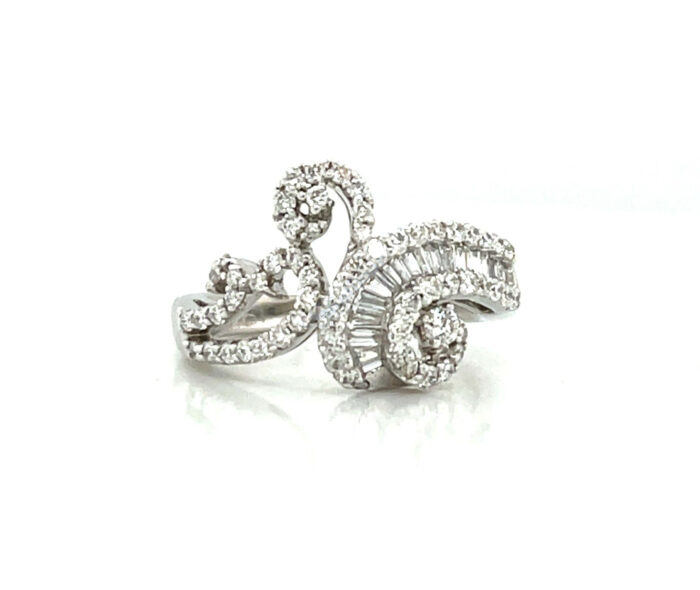 14K White Gold Diamond Filigree Ring