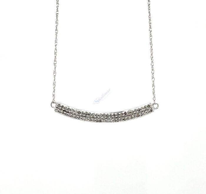 10K White Gold 18" Double Row Curved Diamond Bar