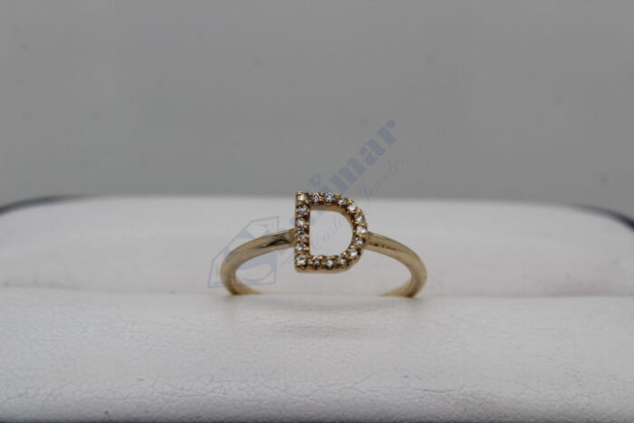 14K Yellow Gold Diamond "D" Initial Ring - Image 2