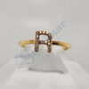 14k Yellow Gold Diamond “R” Initial Ring - Image 2